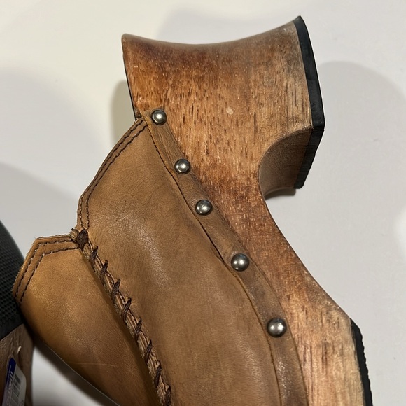 Candies - 9, block wooden heel, leather slip on clogs, 90s - Picture 5 of 12